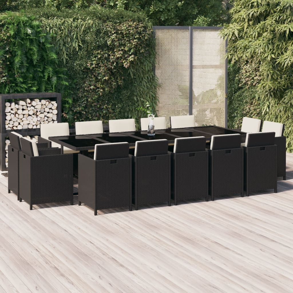 15-Delige Tuinset Met Kussens Poly Rattan