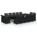 15-Delige Tuinset Met Kussens Poly Rattan