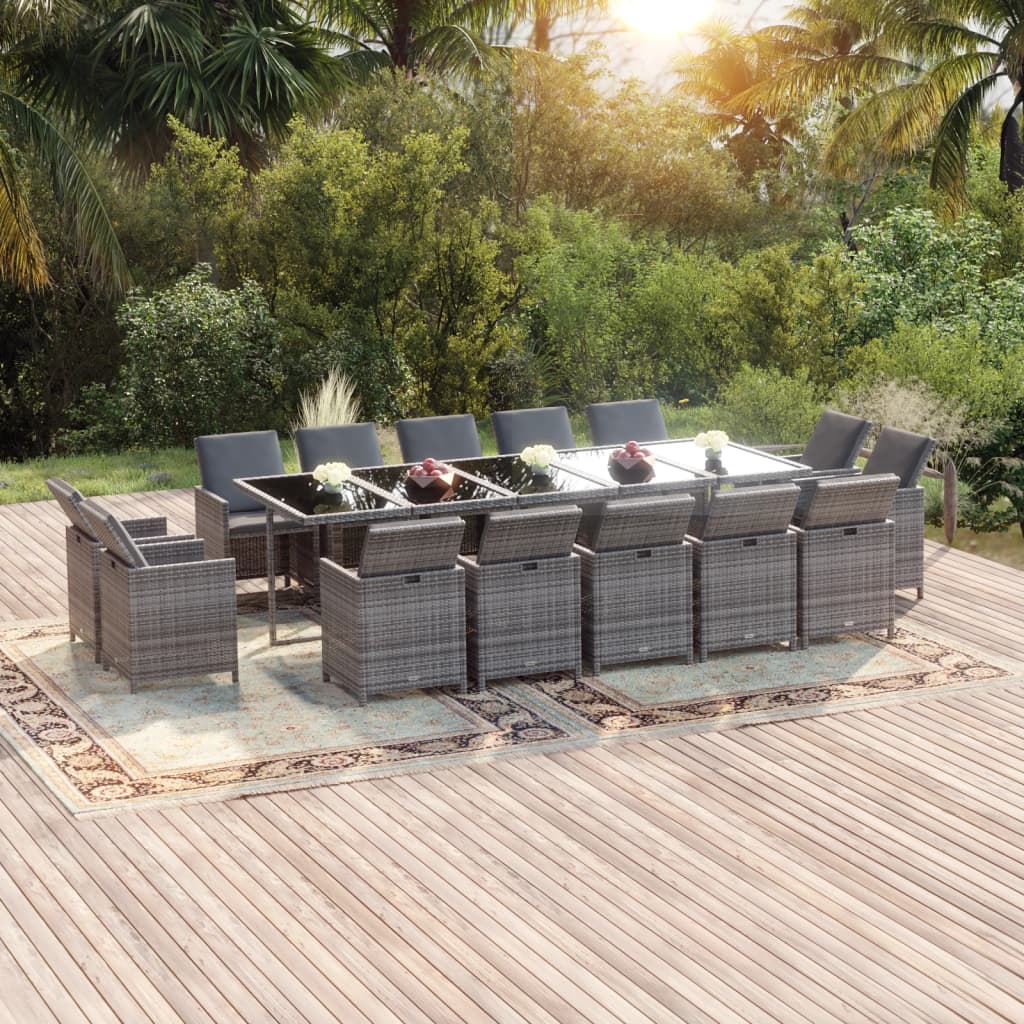 15-Delige Tuinset Met Kussens Poly Rattan