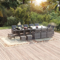 15-Delige Tuinset Met Kussens Poly Rattan