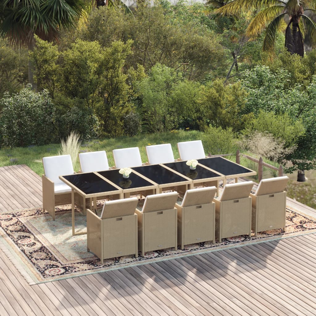 1 Tuinset Met Kussens Poly Rattan