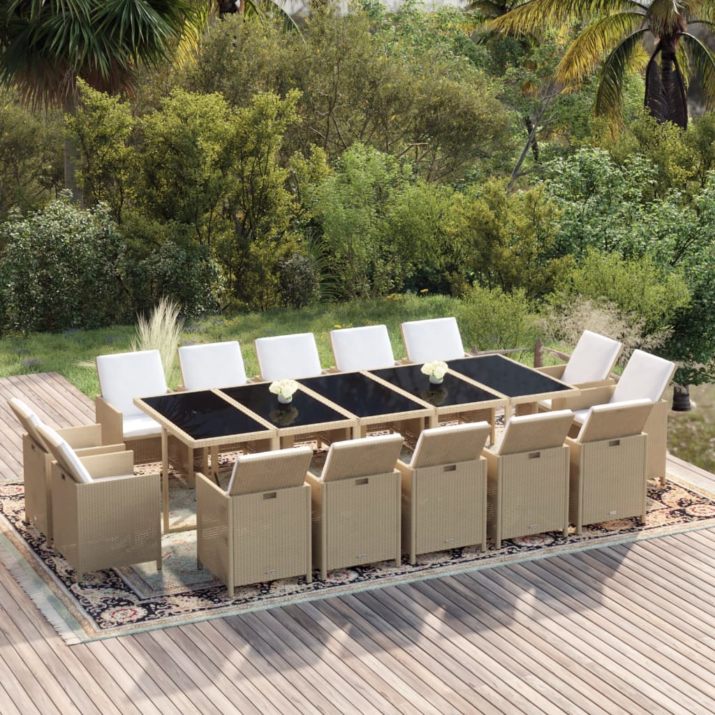 15-Delige Tuinset Met Kussens Poly Rattan