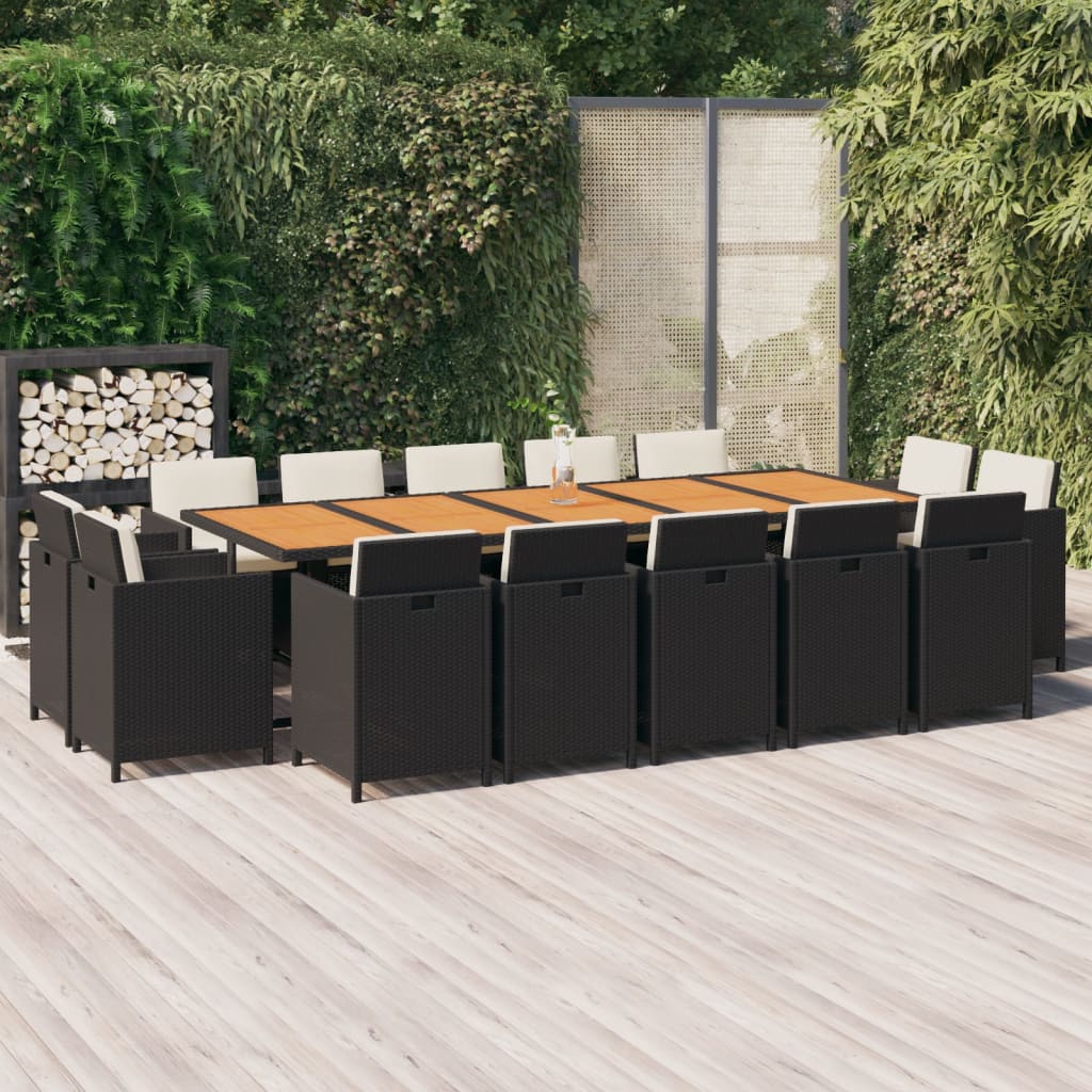 15-Delige Tuinset Met Kussens Poly Rattan