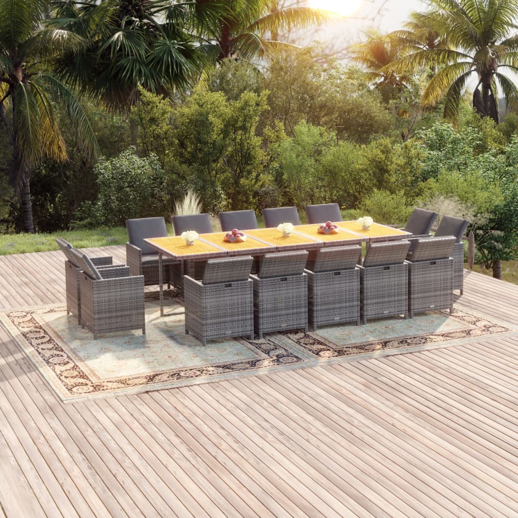 15-Delige Tuinset Met Kussens Poly Rattan