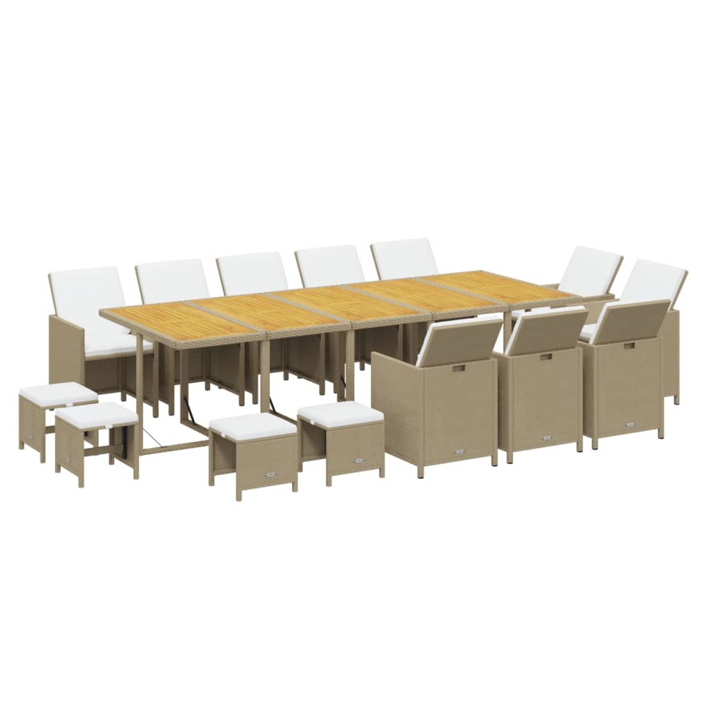 15-Delige Tuinset Met Kussens Poly Rattan