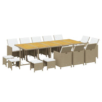 15-Delige Tuinset Met Kussens Poly Rattan