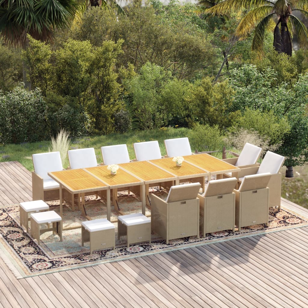 15-Delige Tuinset Met Kussens Poly Rattan