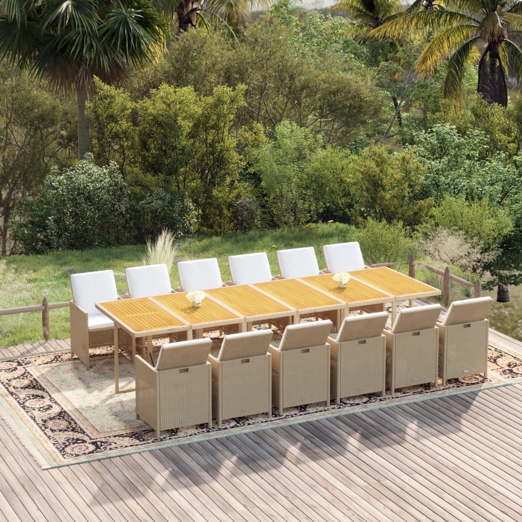13-Delige Tuinset Met Kussens Poly Rattan