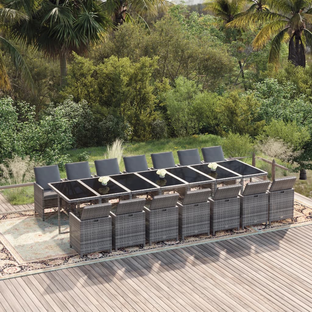13-Delige Tuinset Met Kussens Poly Rattan