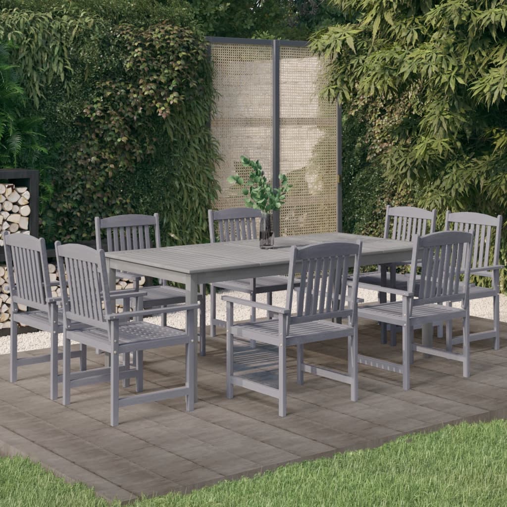 7-Delige Tuinset Massief Acaciahout Grijs