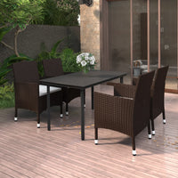 7-Delige Tuinset Met Kussens Poly Rattan En Glas