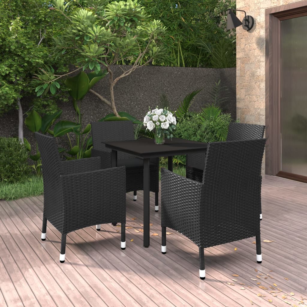 7-Delige Tuinset Met Kussens Poly Rattan En Glas