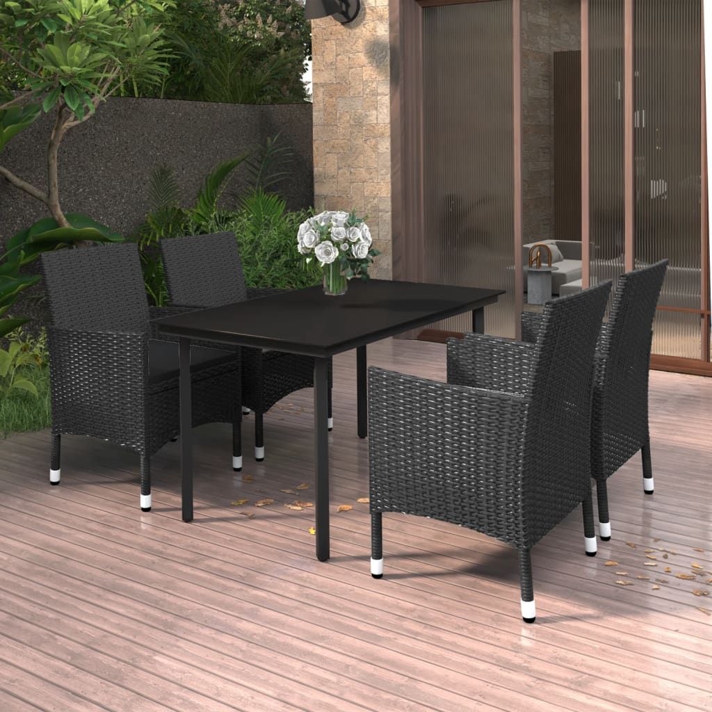 7-Delige Tuinset Met Kussens Poly Rattan En Glas