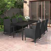7-Delige Tuinset Met Kussens Poly Rattan En Glas