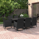 7-Delige Tuinset Met Kussens Poly Rattan En Glas