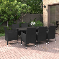 7-Delige Tuinset Met Kussens Poly Rattan En Glas