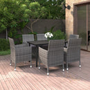 7-Delige Tuinset Met Kussens Poly Rattan En Glas