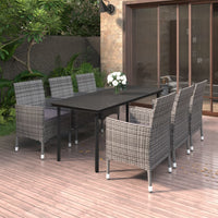7-Delige Tuinset Met Kussens Poly Rattan En Glas