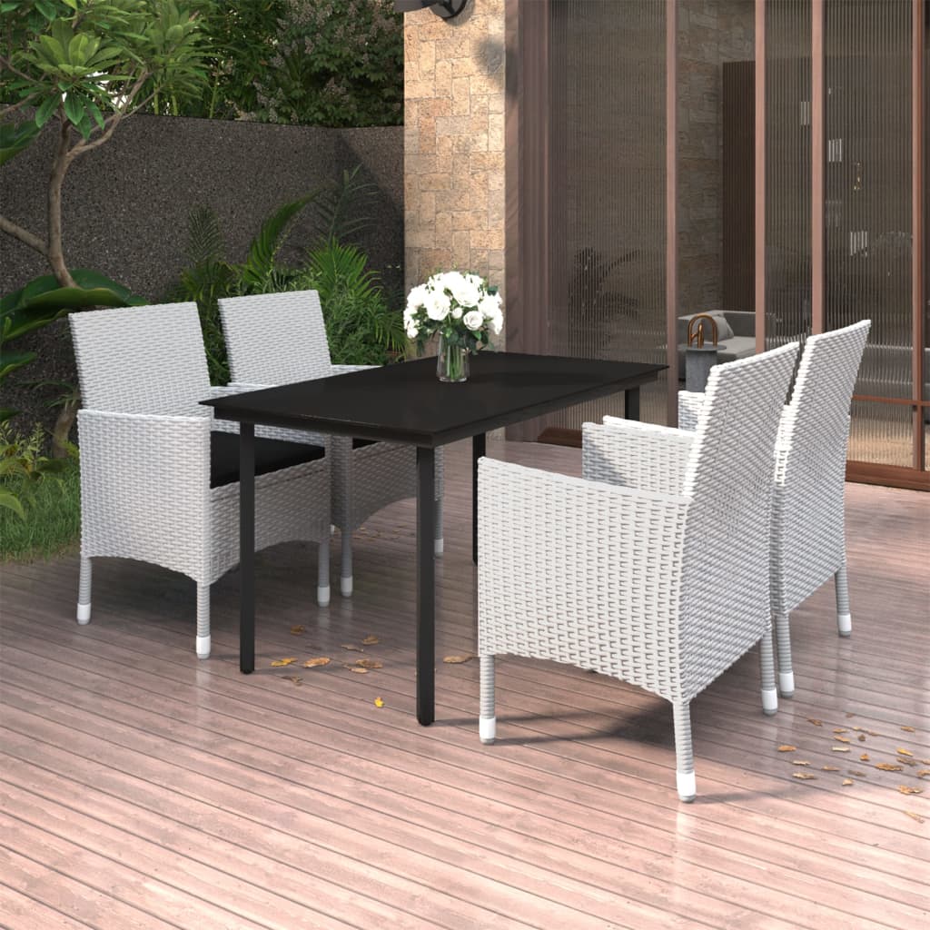 7-Delige Tuinset Met Kussens Poly Rattan En Glas