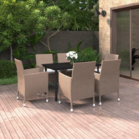 7-Delige Tuinset Met Kussens Poly Rattan En Glas
