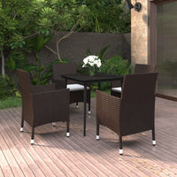 7-Delige Tuinset Met Kussens Poly Rattan En Glas