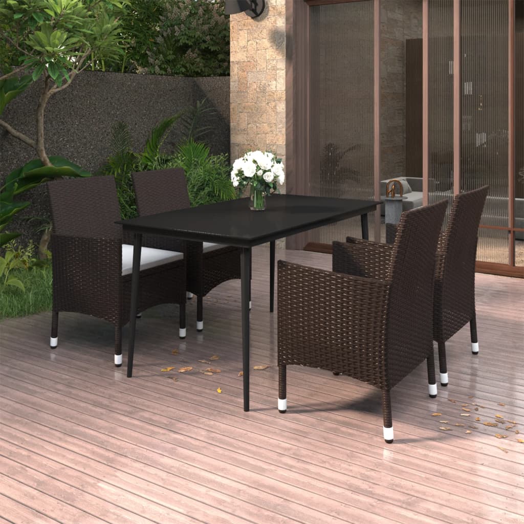 7-Delige Tuinset Met Kussens Poly Rattan En Glas