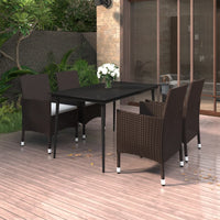 7-Delige Tuinset Met Kussens Poly Rattan En Glas