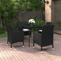 7-Delige Tuinset Met Kussens Poly Rattan En Glas