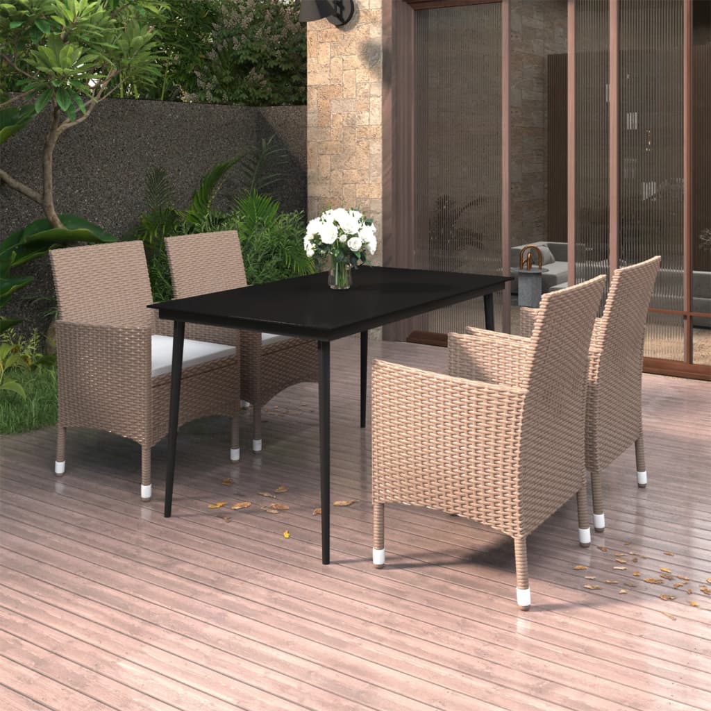 7-Delige Tuinset Met Kussens Poly Rattan En Glas