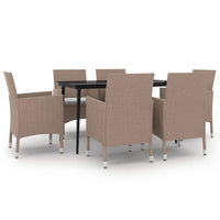 7-Delige Tuinset Met Kussens Poly Rattan En Glas