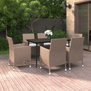 7-Delige Tuinset Met Kussens Poly Rattan En Glas