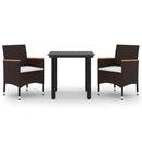 3-Delige Tuinset Met Kussens Poly Rattan En Glas