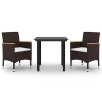 3-Delige Tuinset Met Kussens Poly Rattan En Glas
