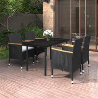 3-Delige Tuinset Met Kussens Poly Rattan En Glas