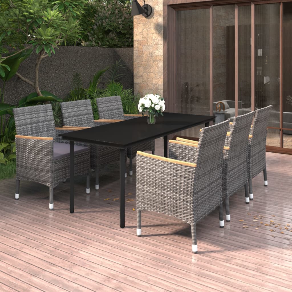 3-Delige Tuinset Met Kussens Poly Rattan En Glas