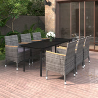 3-Delige Tuinset Met Kussens Poly Rattan En Glas