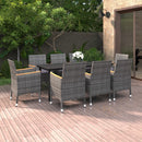3-Delige Tuinset Met Kussens Poly Rattan En Glas