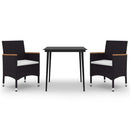 3-Delige Tuinset Met Kussens Poly Rattan En Glas