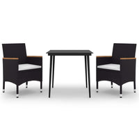 3-Delige Tuinset Met Kussens Poly Rattan En Glas