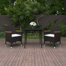 3-Delige Tuinset Met Kussens Poly Rattan En Glas