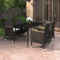 3-Delige Tuinset Met Kussens Poly Rattan En Glas