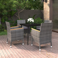 3-Delige Tuinset Met Kussens Poly Rattan En Glas