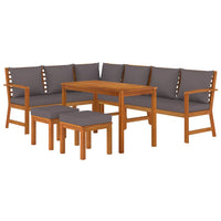 7-Delige Tuinset Met Kussens Massief Acaciahout