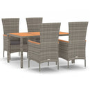 5-Delige Tuinset Met Kussens Poly Rattan Grijs