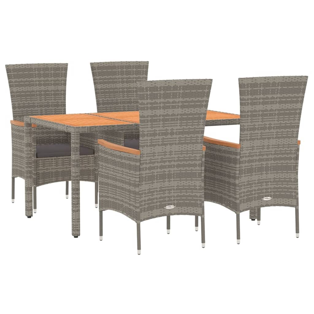 5-Delige Tuinset Met Kussens Poly Rattan Grijs