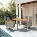 5-Delige Tuinset Met Kussens Poly Rattan Grijs