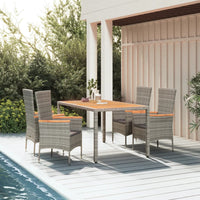 5-Delige Tuinset Met Kussens Poly Rattan Grijs