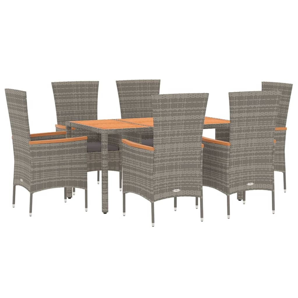 7-Delige Tuinset Met Kussens Poly Rattan Grijs
