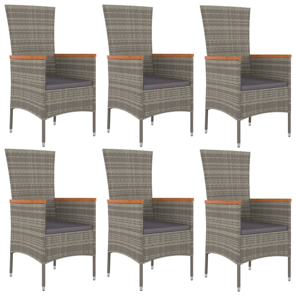 7-Delige Tuinset Met Kussens Poly Rattan Grijs