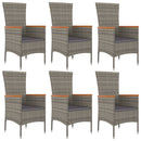 7-Delige Tuinset Met Kussens Poly Rattan Grijs